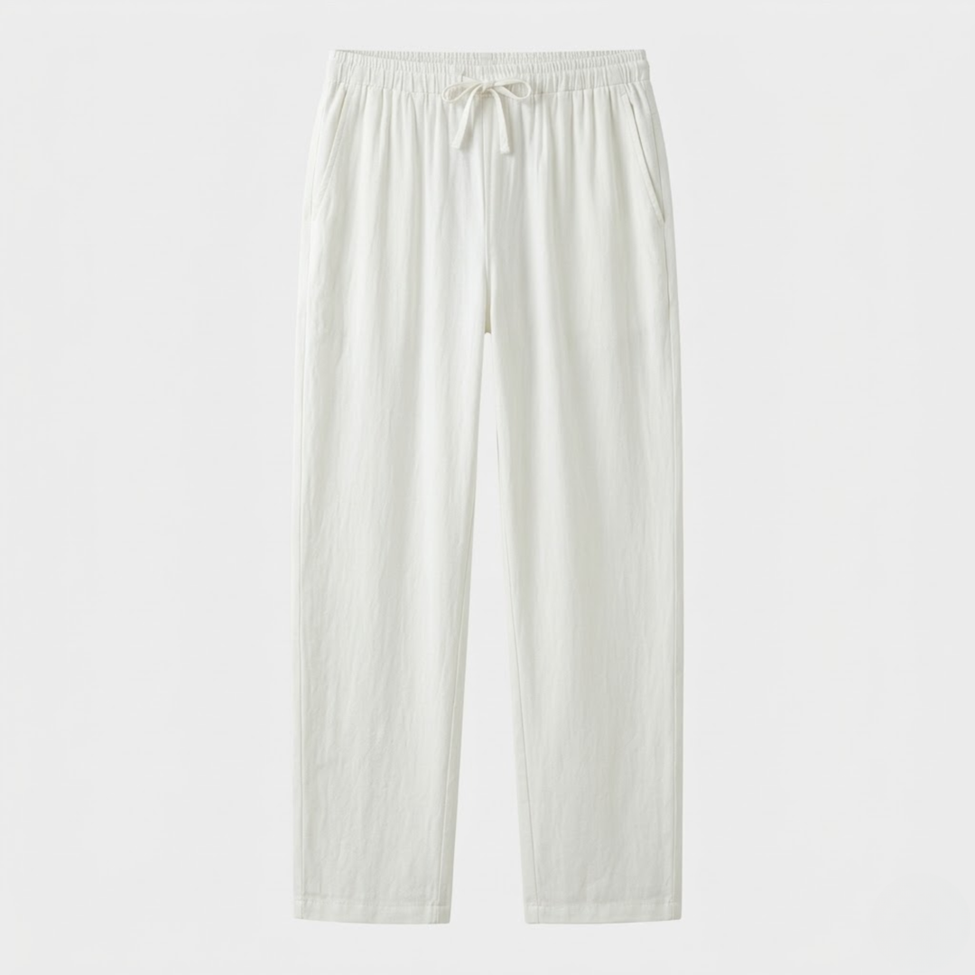 VALERIQUE | Homme pantalon droit en coton à taille élastiquée avec cordon longueur cheville