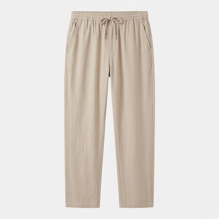 VALERIQUE | Homme pantalon droit en coton à taille élastiquée avec cordon longueur cheville