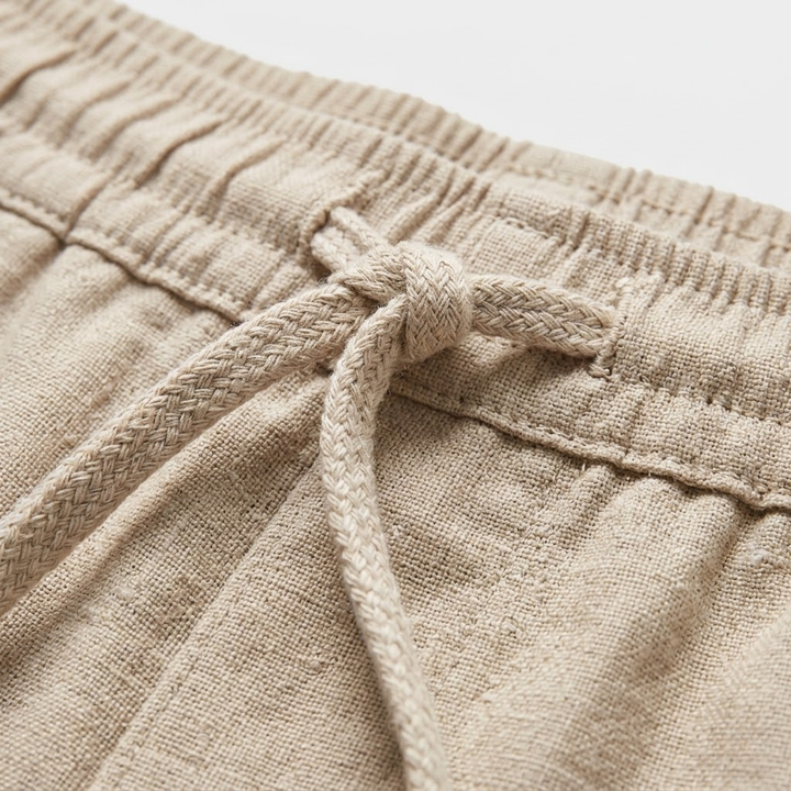 VALERIQUE | Homme pantalon droit en coton à taille élastiquée avec cordon longueur cheville