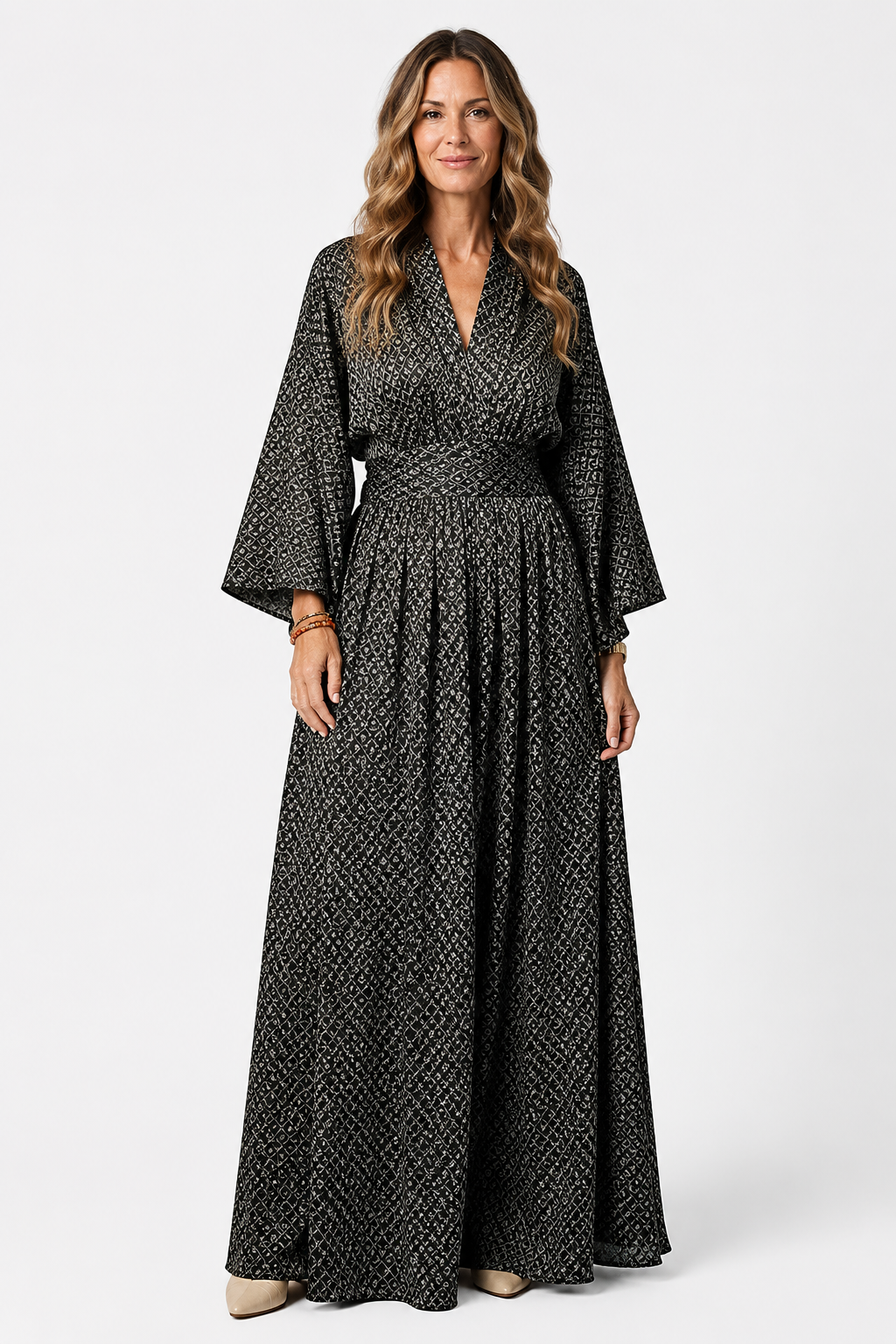 VALERIQUE | Robe Longue en Coton Léger Texturé pour Femme – Manches Amples